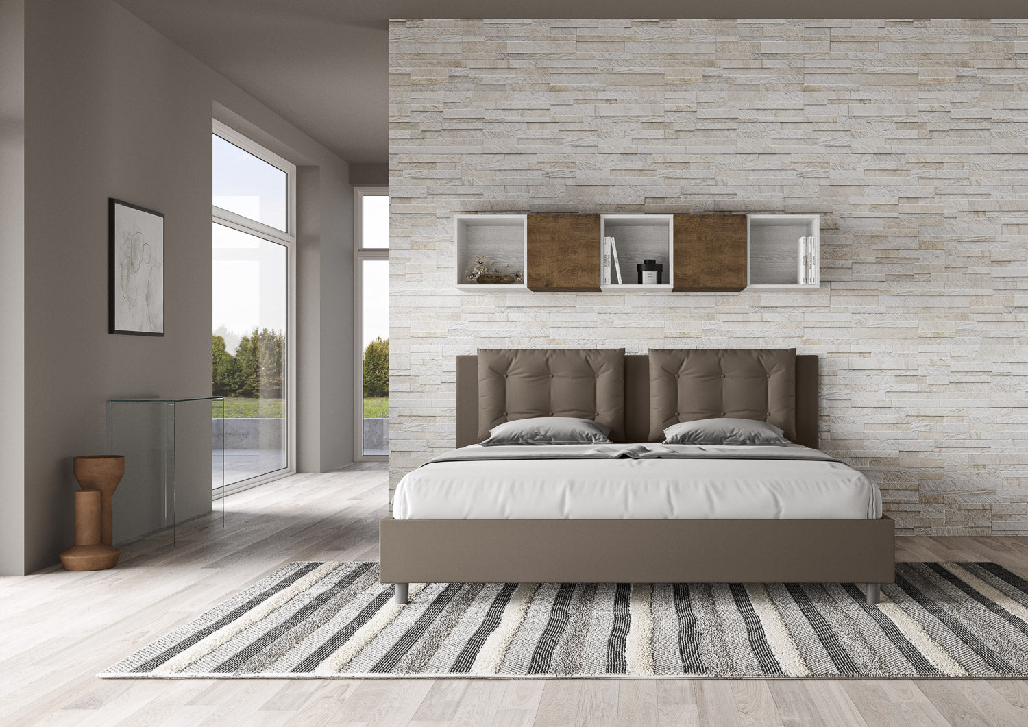 Letto Matrimoniale 160x190 cm Senza Rete Annalisa Cappuccino