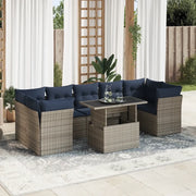 Set Divano da Giardino 8pz con Cuscini Grigio Polyrattan Acacia 3326122