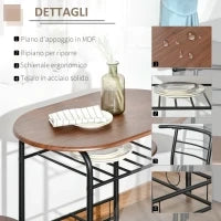 Set Tavolo Moderno con 2 Sedie per Sala da Pranzo, Set 3 Pezzi Mobili Salvaspazio da Cucina, Balcone, Ristorante o Bar, Marrone e Nero