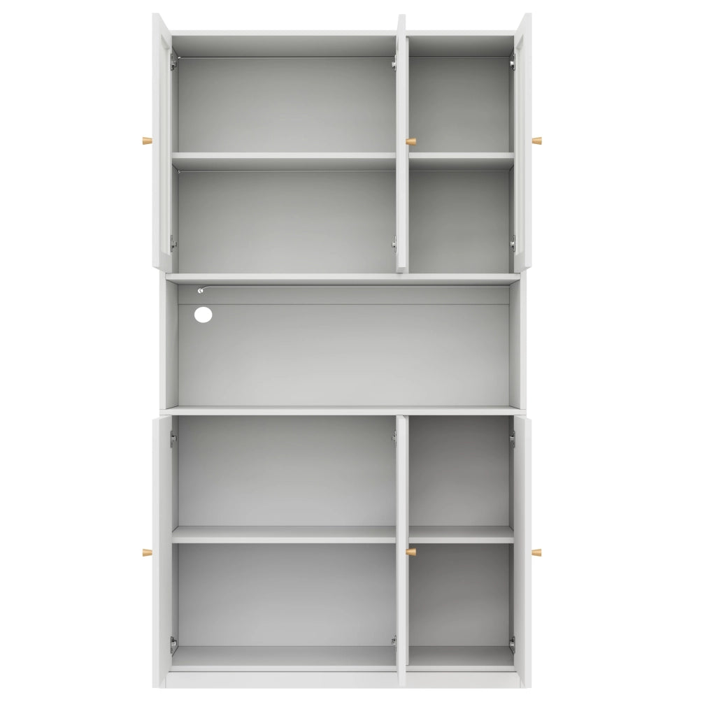 Libreria alta con vetrina in vetro e LED 100x35x200 cm; bianco; in MDF