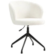 Sedia da Ufficio Ergonomica, Sedia Girevole, Altezza Regolabile, Capacità 120 kg, Rivestimento in Tessuto, Bianco