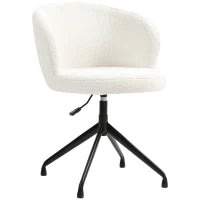 Sedia da Ufficio Ergonomica, Sedia Girevole, Altezza Regolabile, Capacità 120 kg, Rivestimento in Tessuto, Bianco