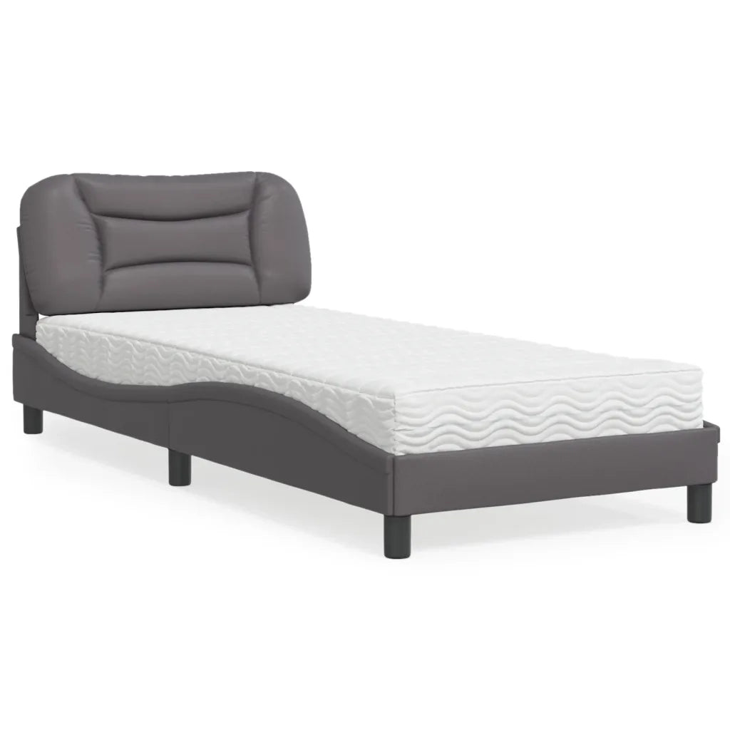 Letto con Materasso Hvar Grigio 90x190 cm in Similpelle 3208692