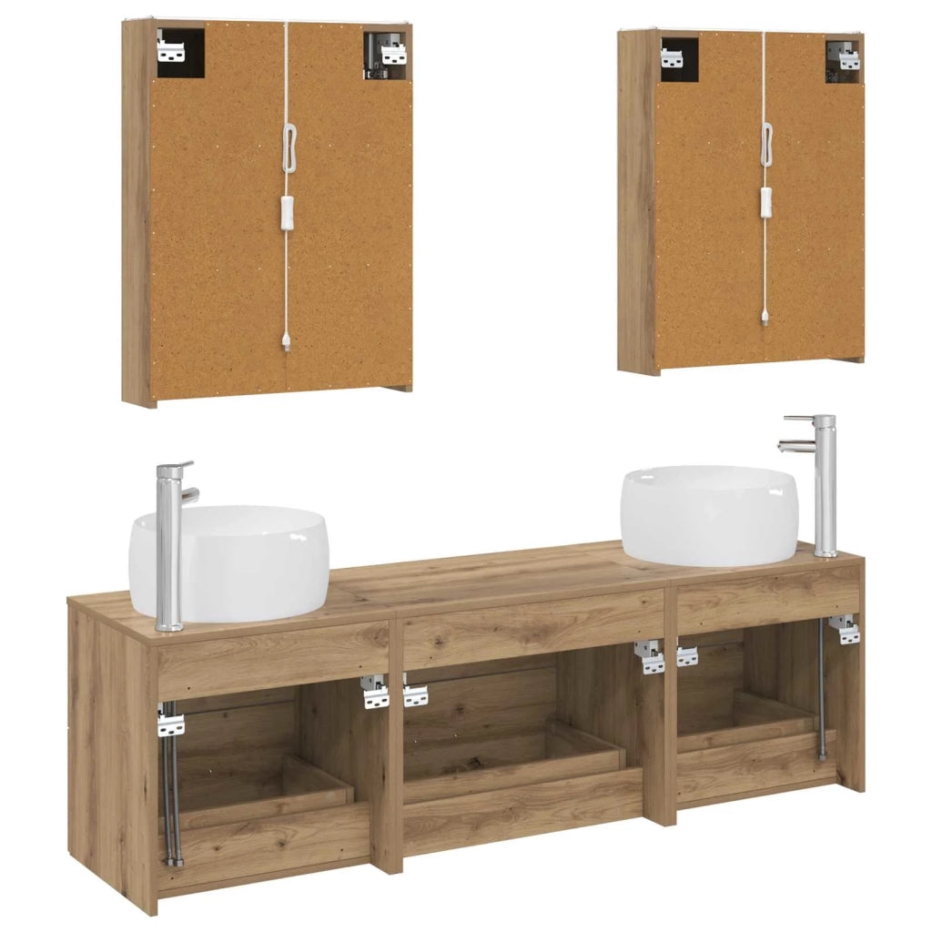 Set di mobili per il bagno 5 pcs Rovere Artigianale 3407014