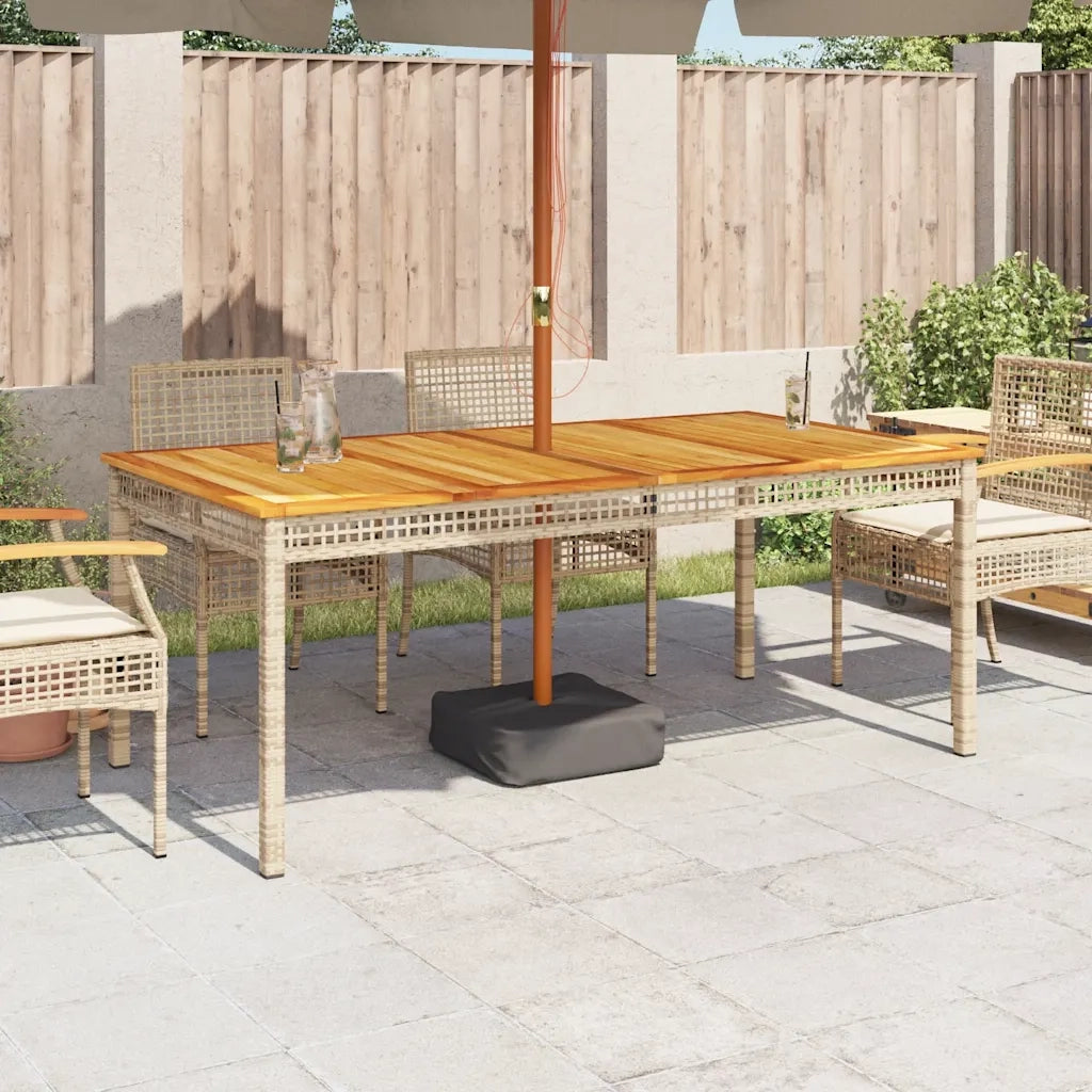 Tavolo da Giardino Beige 180x90x75 cm Polyrattan e Legno Acaciacod mxl 92419