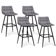 IDMarket - Set di 4 sgabelli da bar in velluto grigio chiaro MADY