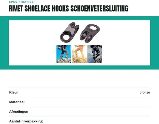 Accessori per Scarpe 20 Set - Rivetti per Chiusura - Materiale Duraturo - Adatto per Scarpe da Cammino - Alta Qualità - Lega di Alta Qualità