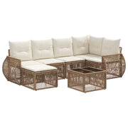 Set Divano da Giardino 7 pcs Beige e Bianco Crema polyrattan