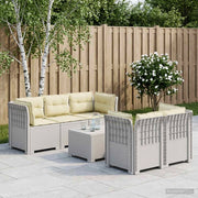 Divano da Giardino 5 Posti con Cuscini Stile Rattan PP Bianco 3443914