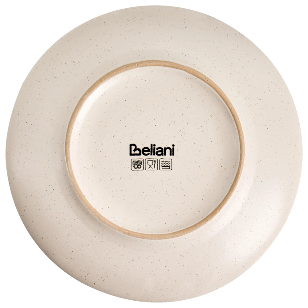 Set di 16 pezzi di stoviglie in gres  fatto a mano con finitura smaltata metallica reattiva colore bianco sporco