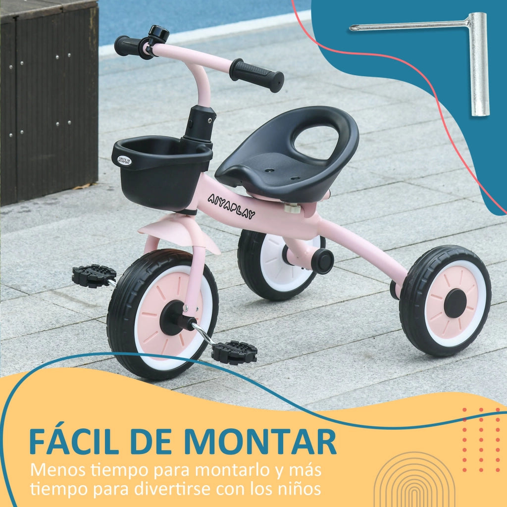 Triciclo per Bambini 2-5 Anni ¨C zephmum ¨C Rosa 70.5x53x58 cm