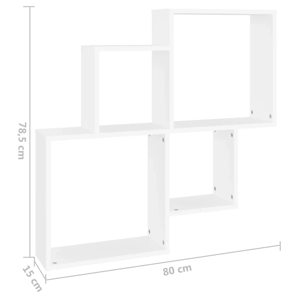 Mensola da Parete | Mensola sospesa a Cubo Bianca 80x15x78,5 cm in Multistrato