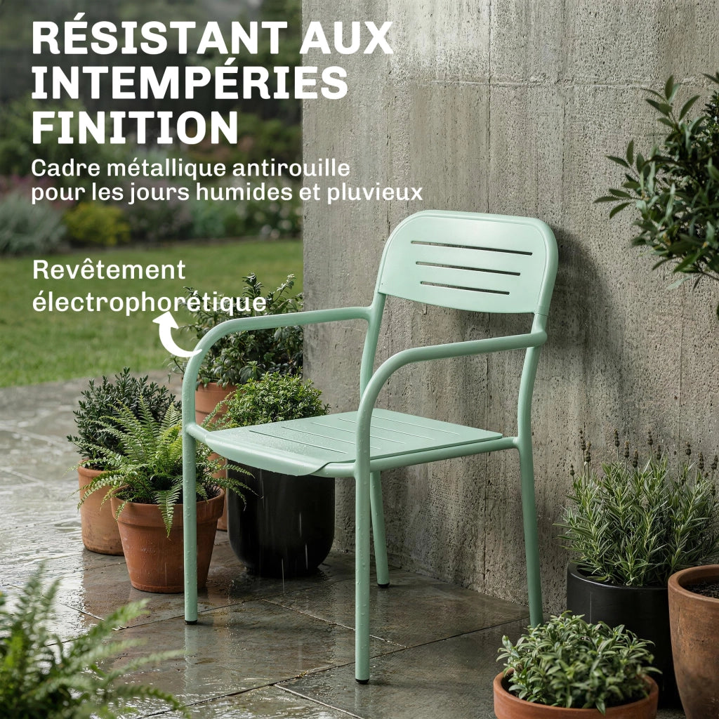 Sedia da giardino con braccioli ¨C zephmum ¨C verde 56x58x78