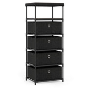 Cassettiera a 4 cassetti con contenitore in tessuto 40 x 30 x 99,5 cm soluzione di archiviazione moderna ideale in MDF nero 20_0011546