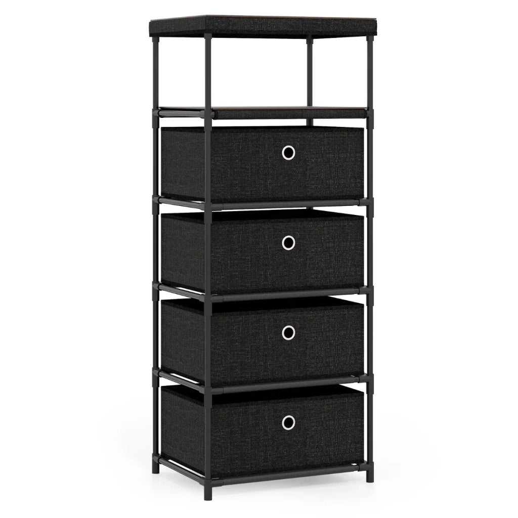Cassettiera a 4 cassetti con contenitore in tessuto 40 x 30 x 99,5 cm soluzione di archiviazione moderna ideale in MDF nero 20_0011546