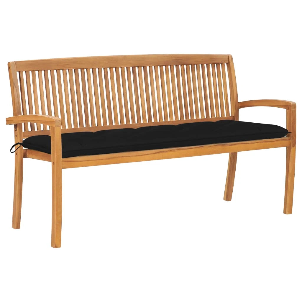 Panca da giardino mobili da esterno per patio panca da terrazza impilabile con cuscino 159 cm legno massello di teak 02_0011702