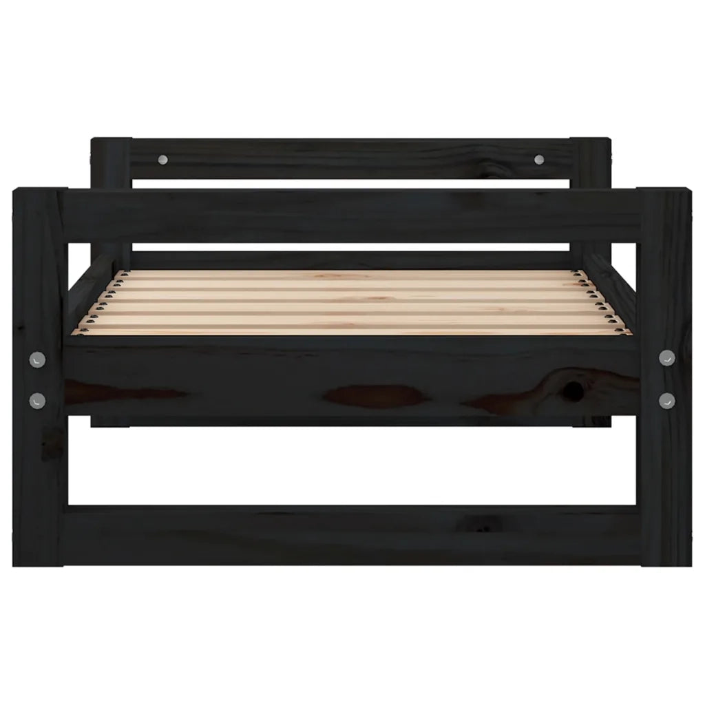 Cuccia per Cani Nera 65,5x50,5x28cm in Legno Massello di Pino 821476