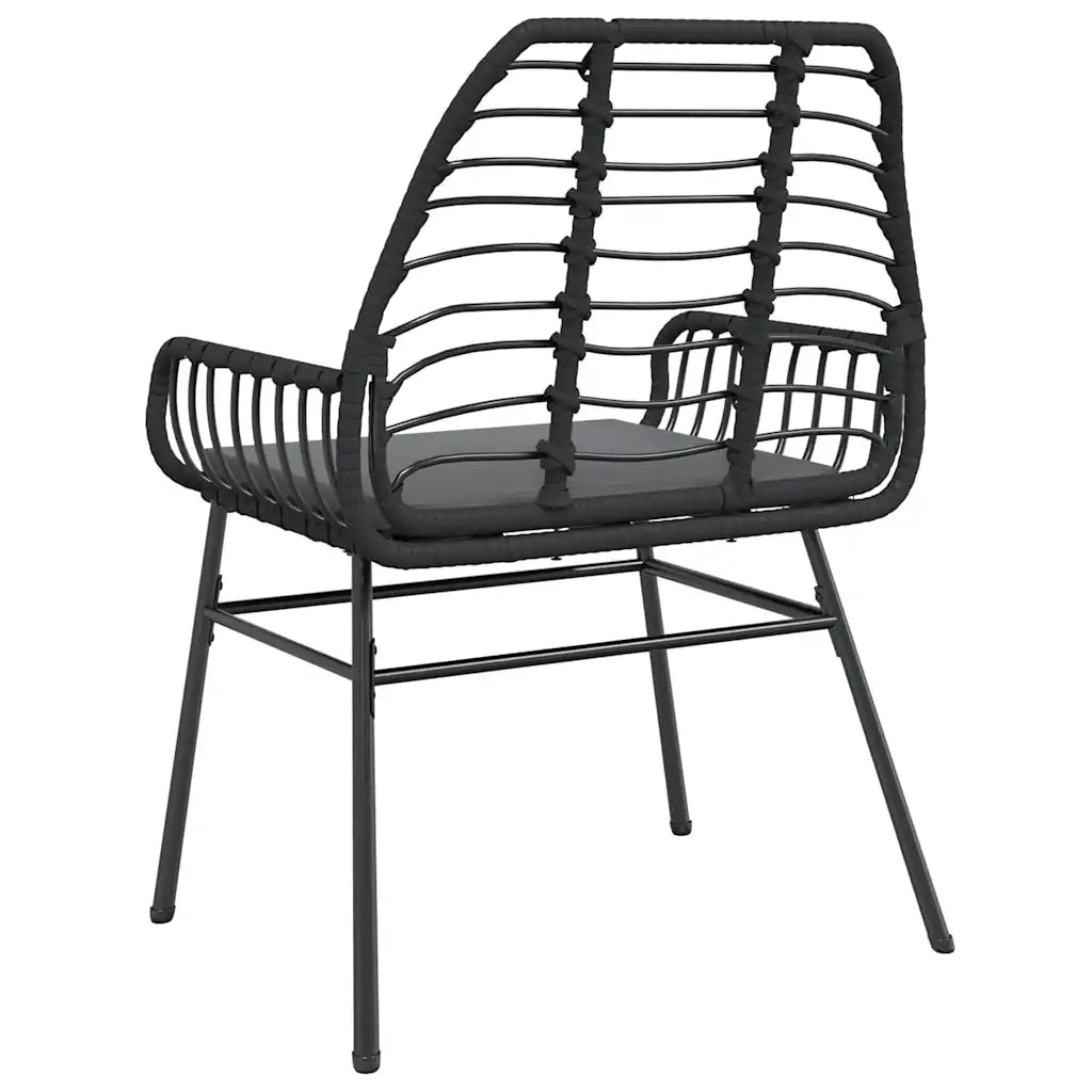 Sedie da Giardino con Cuscini 2 pz | Sedie da Esterno Nere in Polyrattan