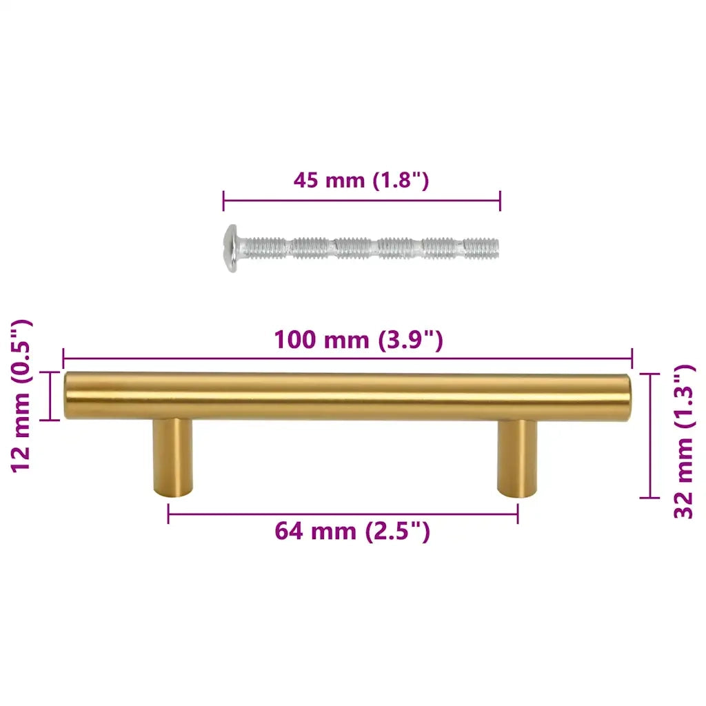 Maniglie per Mobili 10 pz Oro 64mm in Acciaio Inox CFW8651830