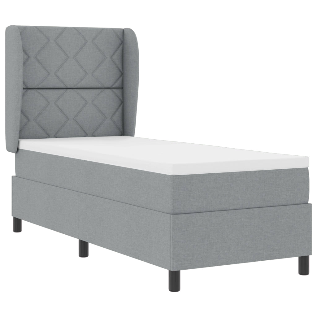 Letto a molle con materasso  in grigio chiaro, 80x200 cm, tessuto