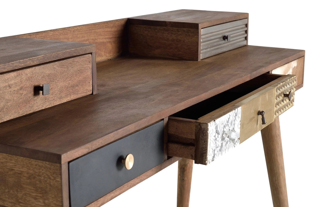 Scrivania in legno di mango con cassetti in diverse finiture