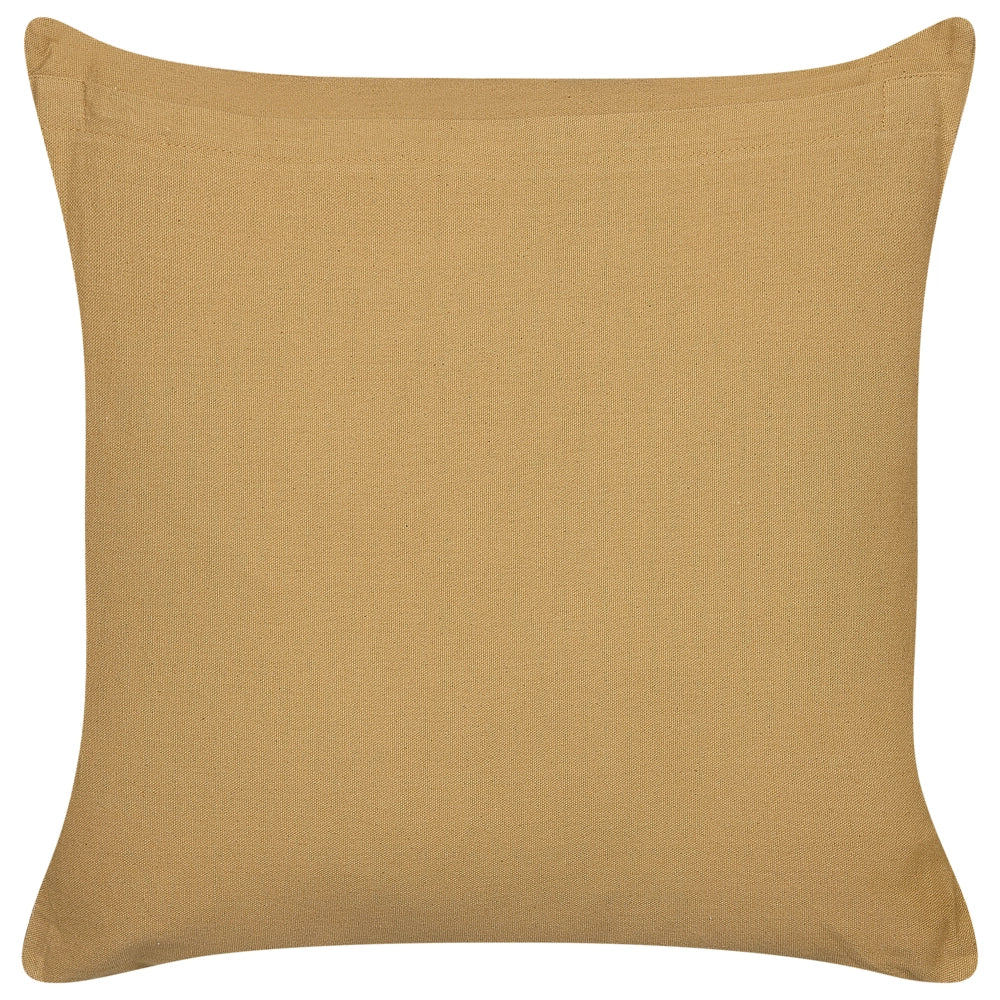 Cuscino decorativo cotone beige e bianco 45 x 45 cm motivo geometrico a righe rivestimento sfoderabile fatto a mano con imbottitura