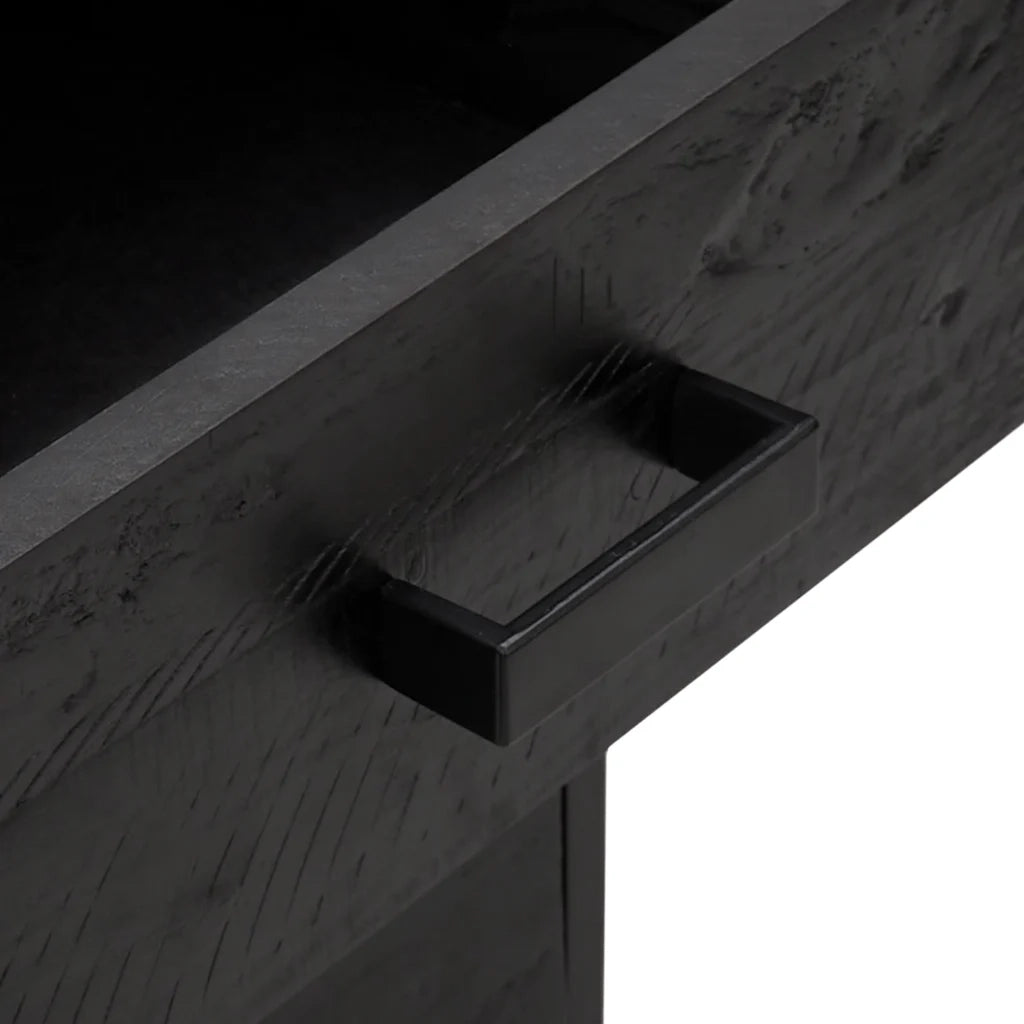 Comodino | Armadio da Notte | Mobiletto da notte Nero 40x30x55 cm Legno Massello di Pino Riciclato