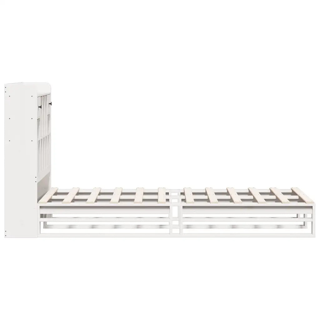 Letto Libreria senza Materasso Bianco 90x190 cm Massello Pino 3323978