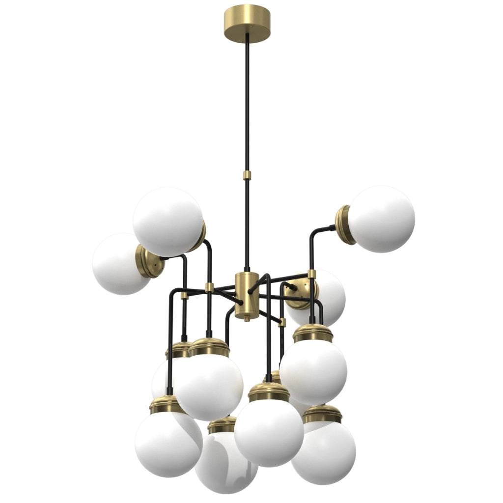 Lampadario Hydro 12 luci E14 sfere ottone/nero Luminex