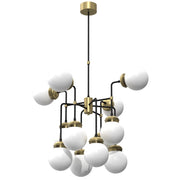 Lampadario Hydro 12 luci E14 sfere ottone/nero Luminex