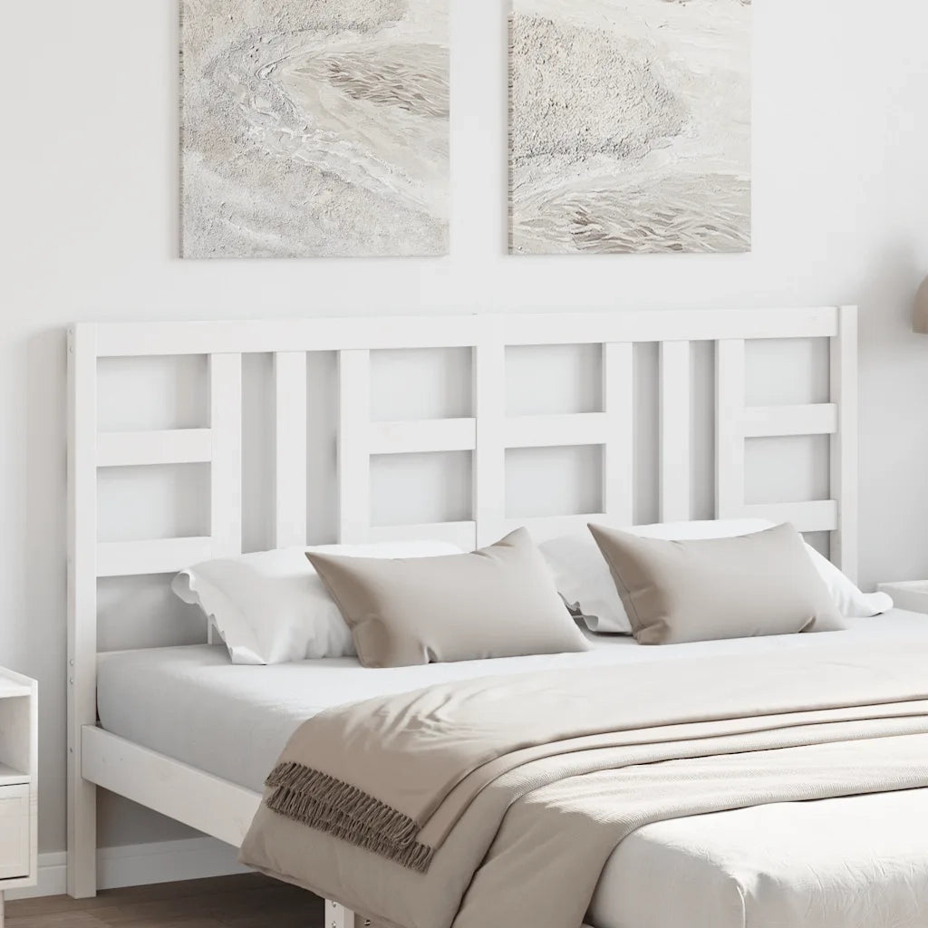 Testiera per Letto Bianca 156x4x100 cm Legno Massello di Pino 817846