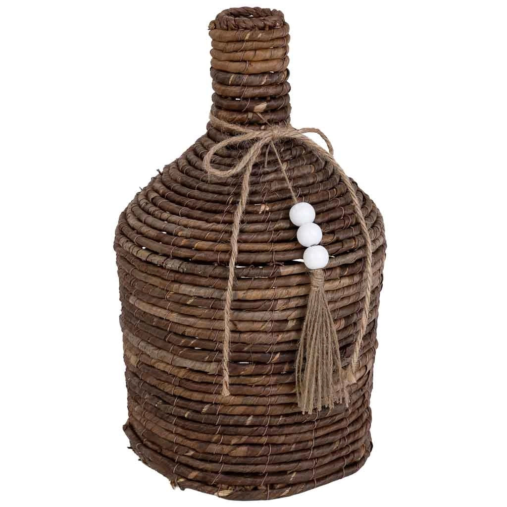Vaso in foglia di banano naturale marrone, D22x38h cm