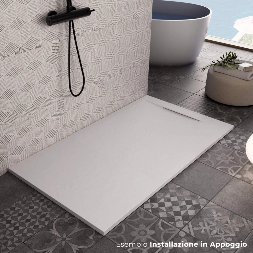 Piatto Doccia in Pietra 70x110 cm Bonussi Ardesia Calcutta Bianco