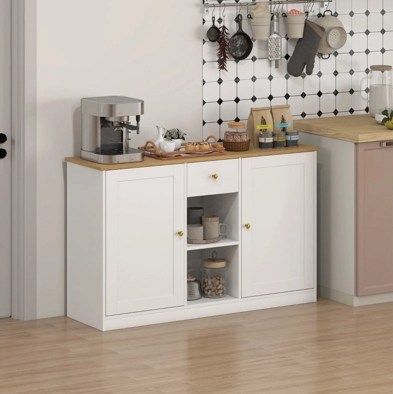 credenza 120 x 35 x 75,2 cm bianca - con 1 cassetto, 2 ante e 2 vani