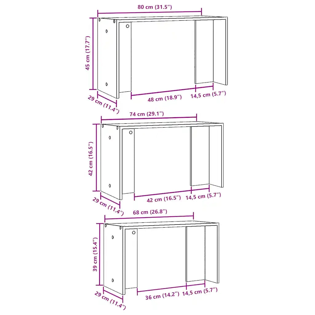 vidaXL Tavolini Impilabili 3 pz Rovere Sonoma in Legno Multistrato