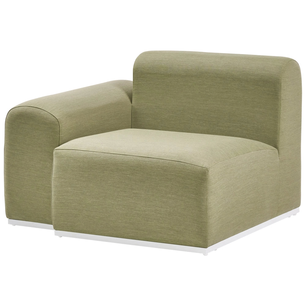 Set da salotto modulare in tessuto per esterni 7 posti reversibili con struttura in alluminio verde oliva stile elegante