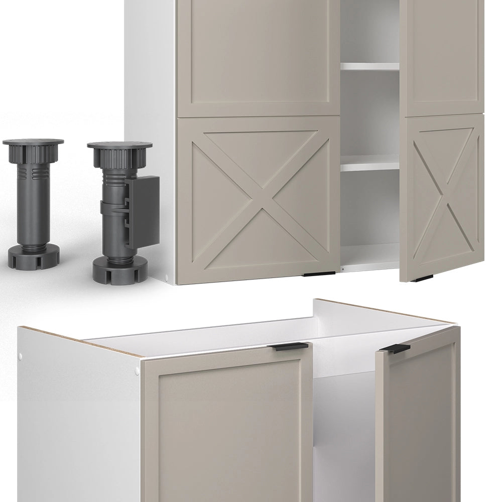 Cucina componibile Fame-Line GrigioBeige/Bianco 200 cm, PL Rovere Vicco