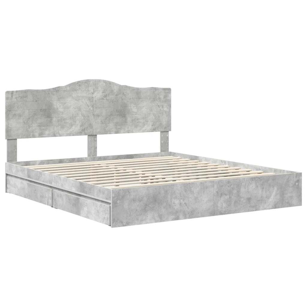 Letto con Contenitore con testiera Grigio cemento 200 x 200 cm 3413474