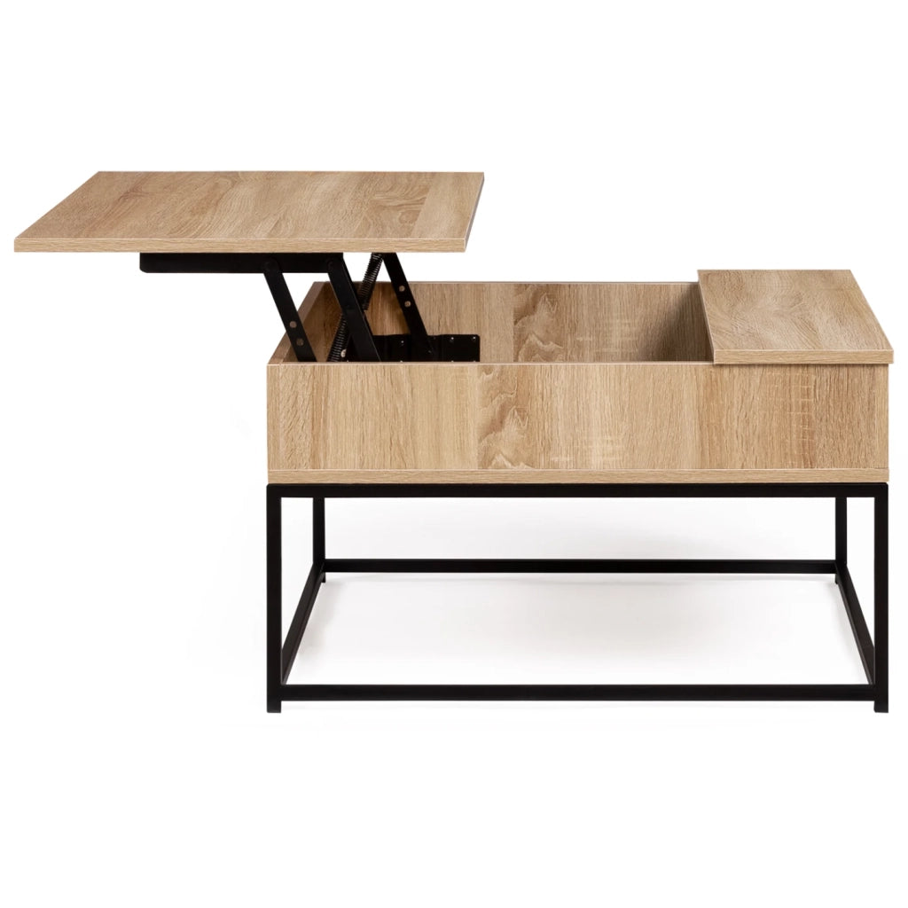 IDMarket - Tavolino quadrato con piano sollevabile DETROIT design industriale