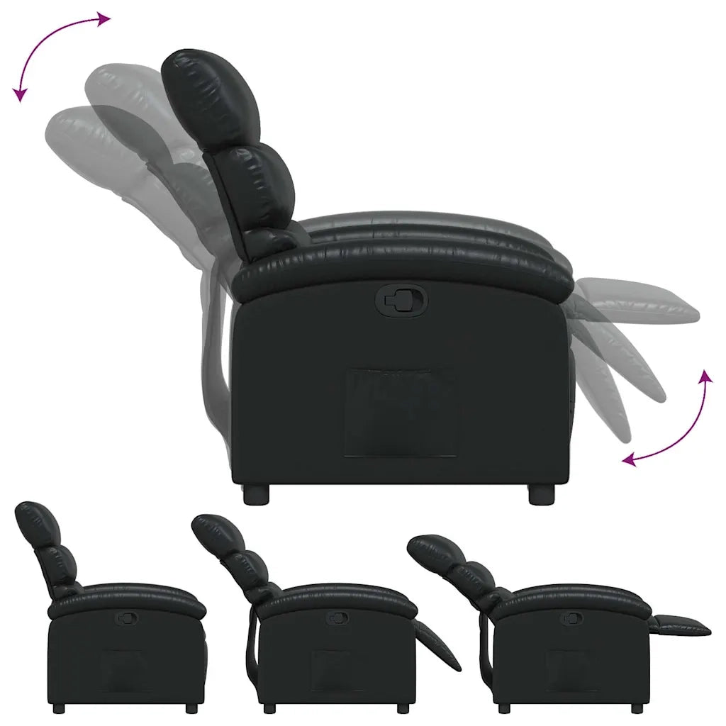 Divano Sedia-Poltrona Reclinabile Nera in Similpelle 612438