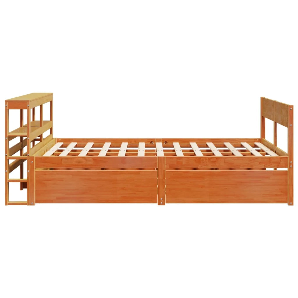 Letto senza Materasso Marrone Cera 135x190 cm in Legno di Pino 3306398