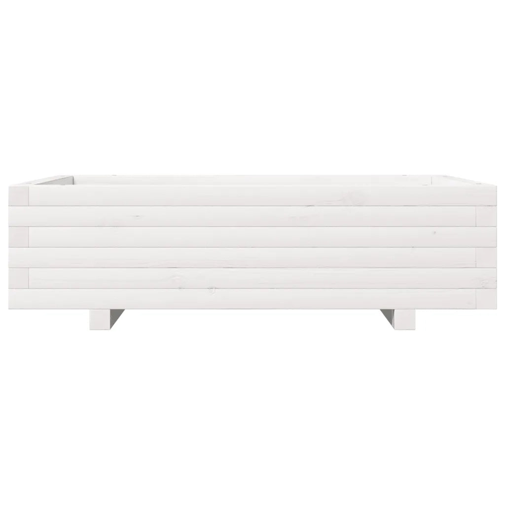 Fioriera da Giardino Bianca 90x60x26,5cm Legno Massello di Pino 847344
