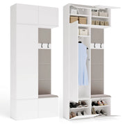 Guardaroba HAGA II 1sz1w bianco armadio + appendiabiti + seduta ingresso
