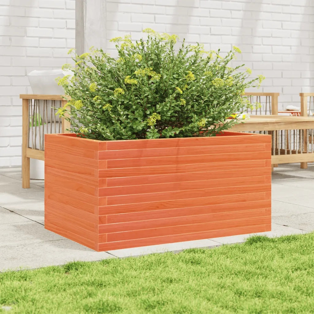 Fioriera | Cassetta per fiori | Vaso Giardino Marrone Cera 90x60x46 cm Legno Massello Pino