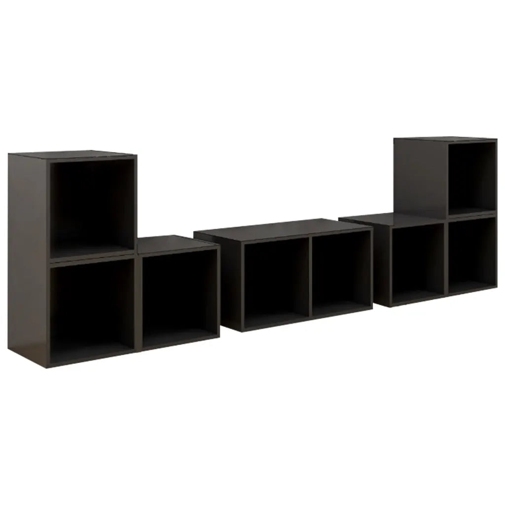 Set Mobili TV 6 pz Grigio Lucido in Legno Multistrato 3080059
