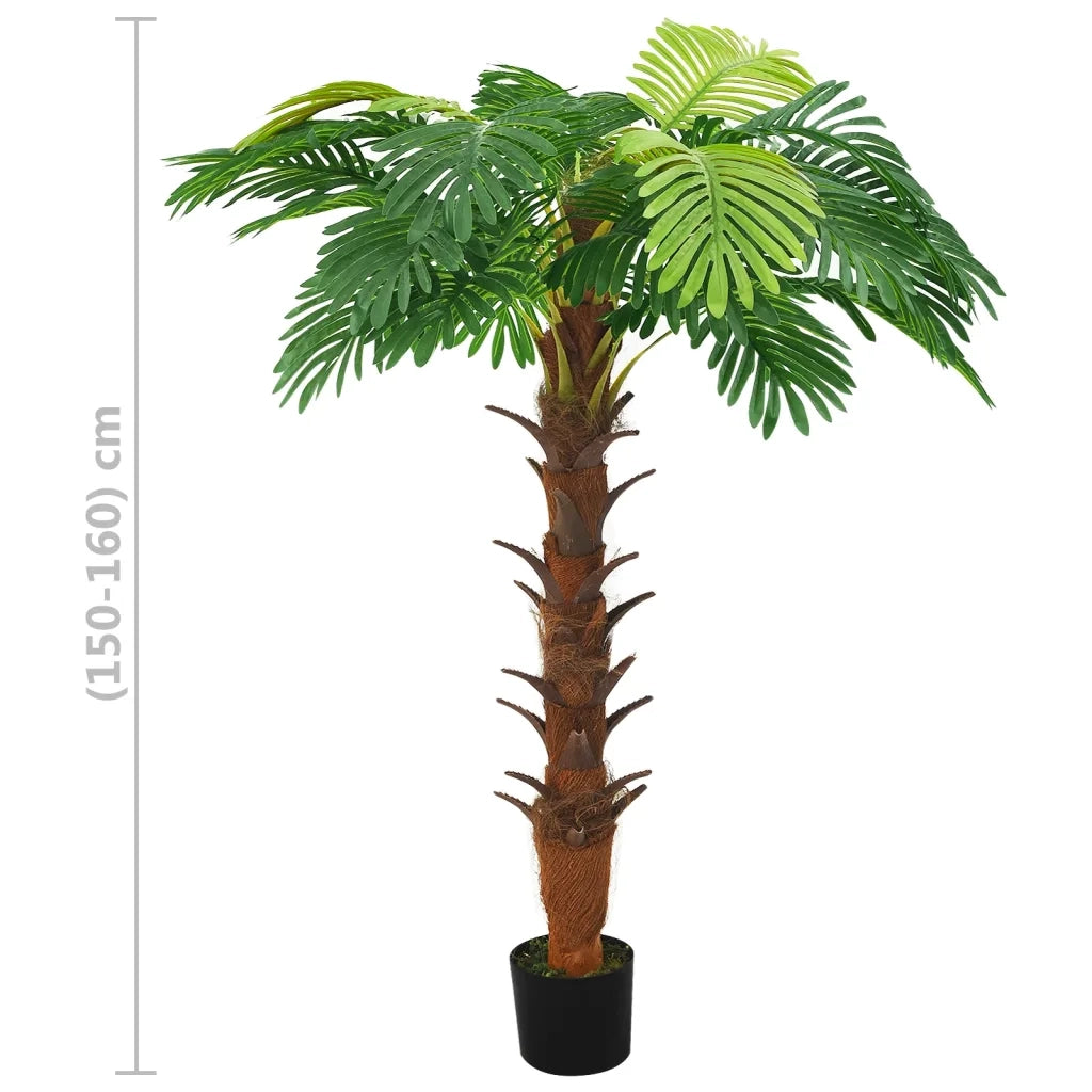 Palma Cycas Artificiale con Vaso-Piante Decorative 160 cm Verde