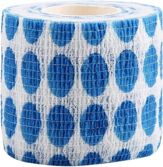 Verband autoadesivo 5 cm impermeabile respiroso morbido tessuto a rete - animali domestici gatti cani cavalli ferite - avvolgimento elastico - blu.