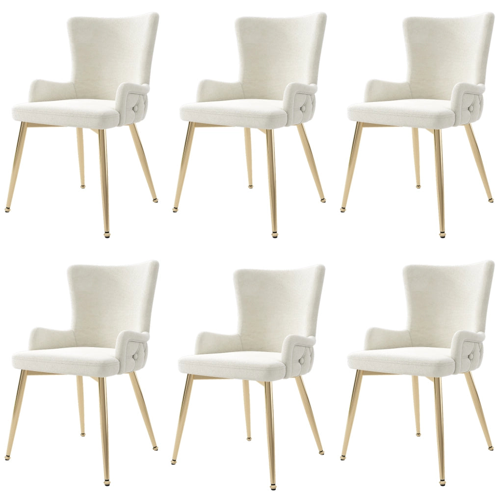 Set di 6 sedie in velluto con gambe in metallo beige