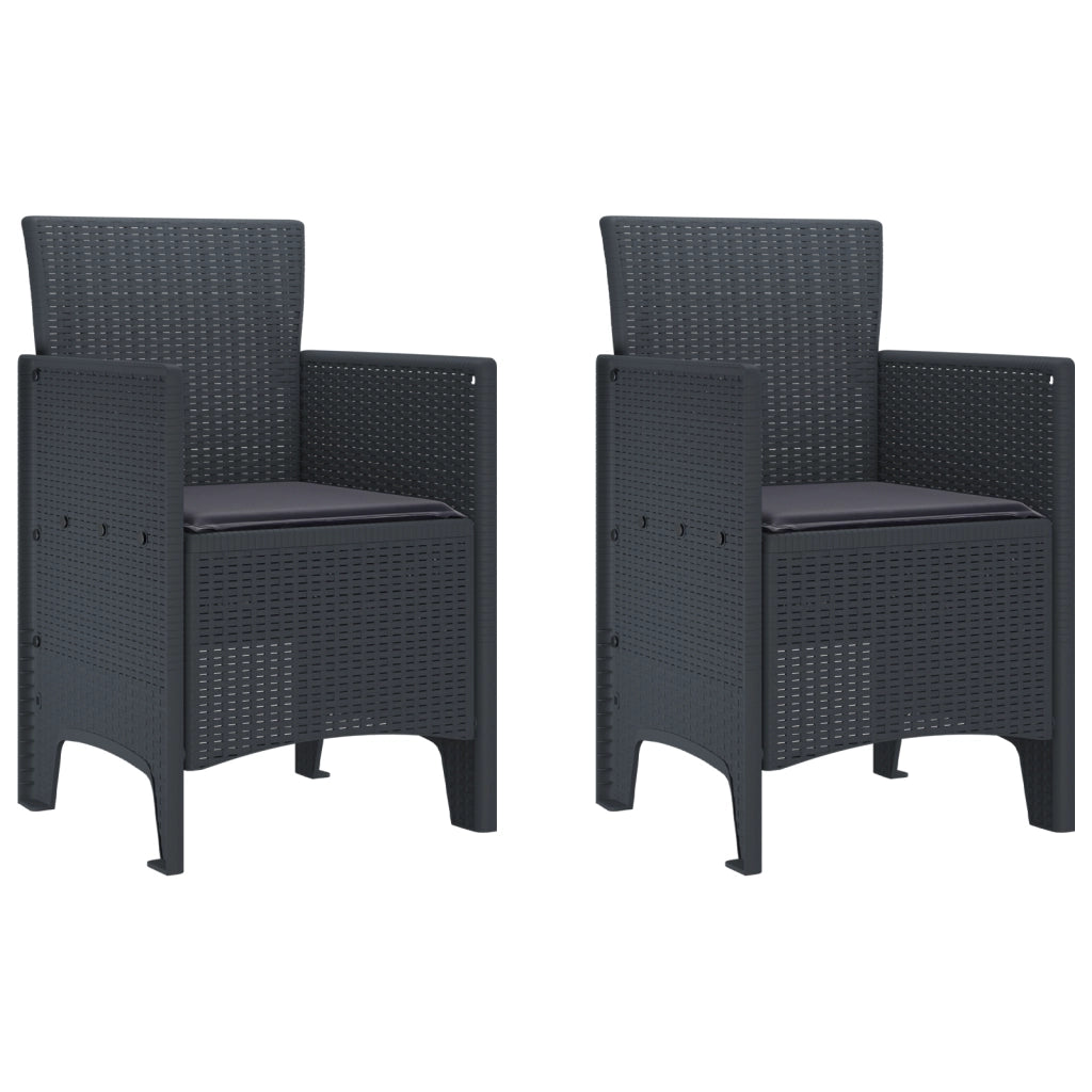Set da pranzo da giardino 3 pezzi con cuscini Anthracite Polirattan