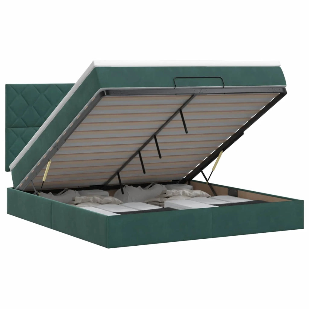 Letto ottomano con materasso Verde Scuro 180 x 200 cm Velluto 3457812